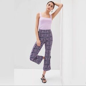 MAEVE by Anthropologie Cropped Flare Trousers in Purple Motif